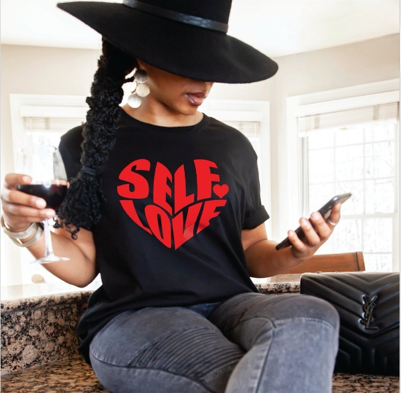 Custom Designed - Women’s Distressed “Self Love Heart” Tee
